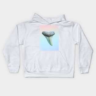 Pink and Blue Ombre Shark Tooth Fossil Print Kids Hoodie